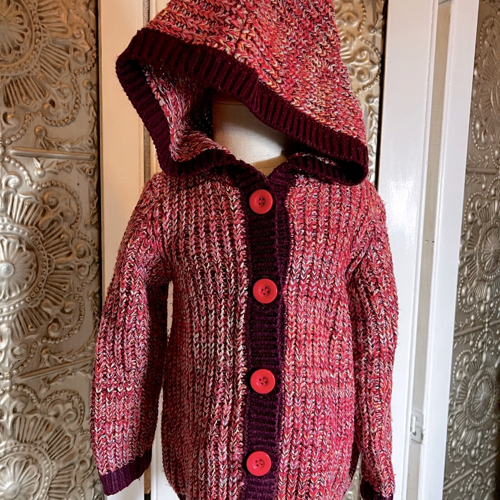 Knit hooded sweater, multicolor. 24 months